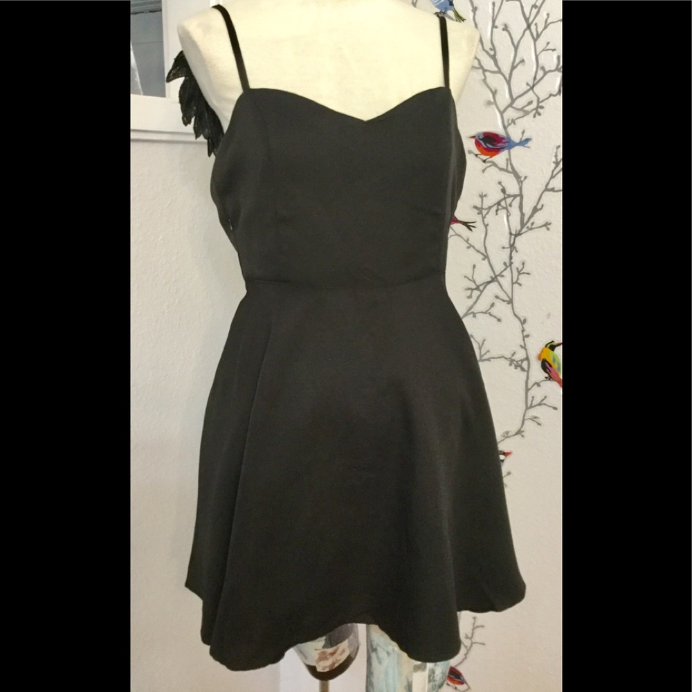 New Light Black A-Lined Mini Dress Winged Straps